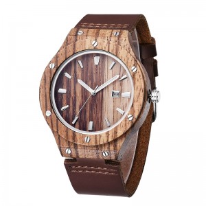 Montre en bois d'érable design pour hommes avec une montre en cuir souple avec mouvement japonais